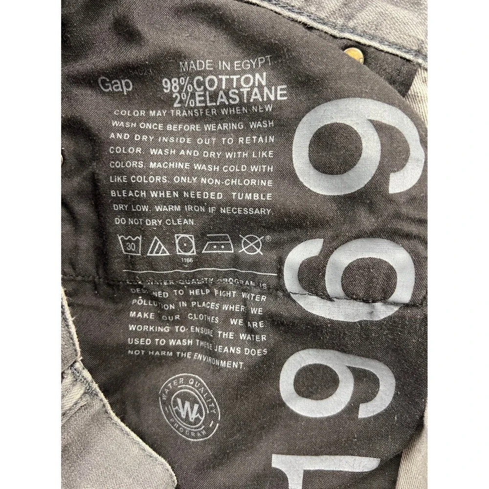Gap 1969 Straight Leg Jeans Mens 38x32 Grey Denim Fall 2012 Clean Grey Wash‎